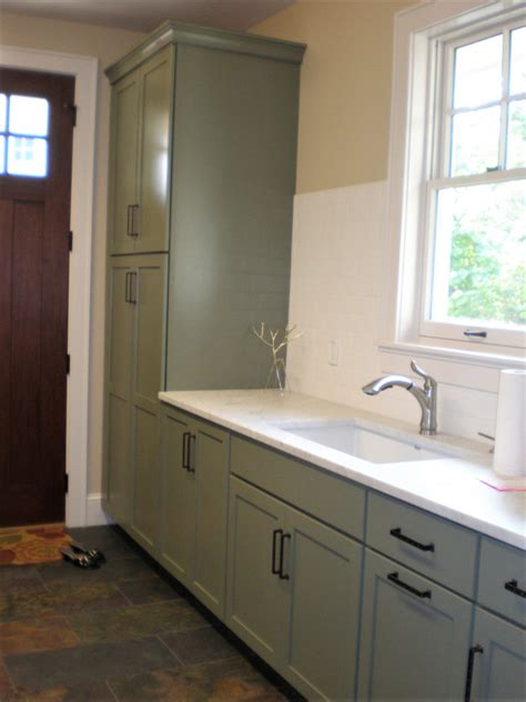 I have leftover tile in my garage, marble hex. Charming Farmhouse Laundry & Bath Update in Muted Green ...
