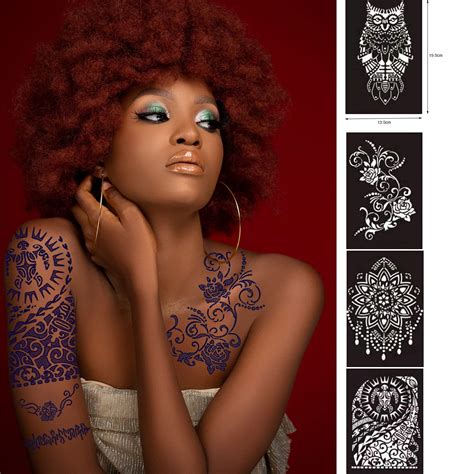 buy henna tattoo stencil women large temporary tattoo templates body art designs self adhesive