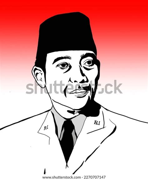 Indonesian President Sukarno Vector On Red Stock Vector Royalty Free