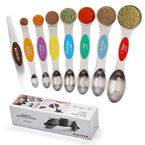 Sunnyac Measuring Spoons With Strong Magnets Set Of 8 Stainless Steel