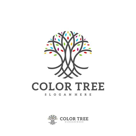 Colorful Tree Logo Vector Template Creative Tree Logo Design Concepts