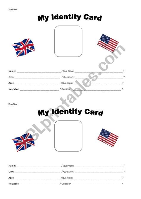 Identity Card Esl Worksheet By Caffelatte21