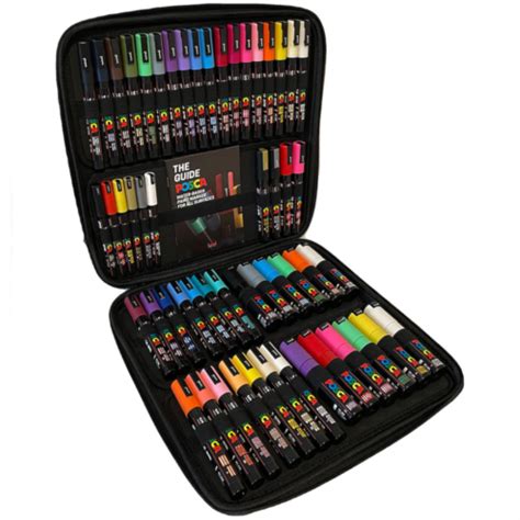 Uni Posca Paint Marker Art Pen Posca Case Set Of 54 Assorted Colours Ebay