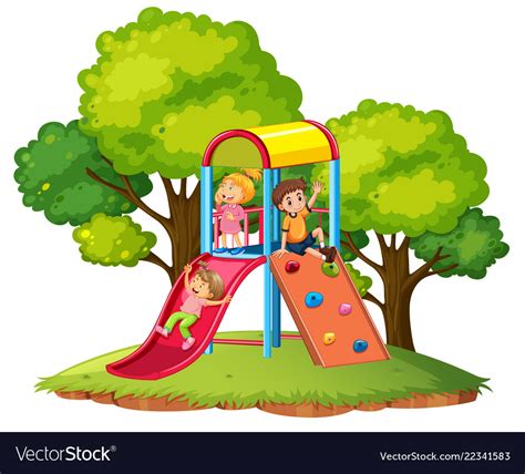 Children Play Slide At Playground Royalty Free Vector Image