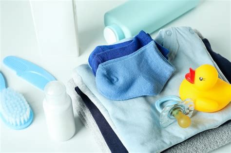 Premium Photo Different Baby Hygiene Accessories On White