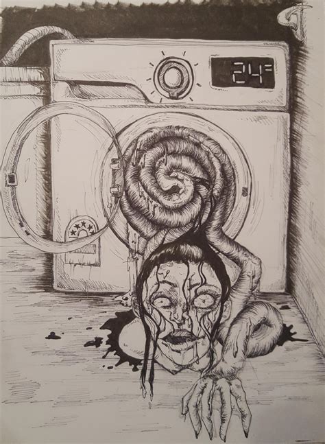 My Junji Ito Inspired Art Because Mum Got A New Washing Machine And