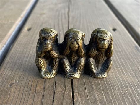 Vintage Brass Three Wise Monkeys Figurine See No Evil Hear No Etsy