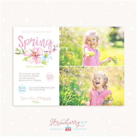 Spring Watercolor Mini Sessions Template Strawberry Kit