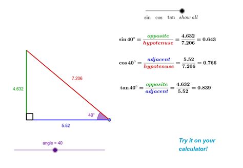 Right Angle Triangle Sin Cos Tan