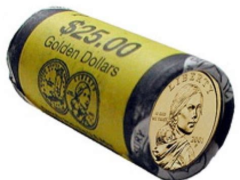 2001 Golden Dollar 25 Coin Roll Philadelphia Mint Mark 2001 Golden