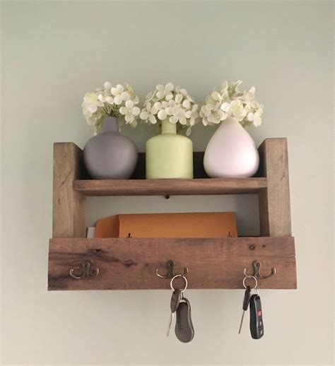 Made from premium, environmentally certified leather. Reclaimed Wood Key Holder, Mail Holder, Rustic Decor ...
