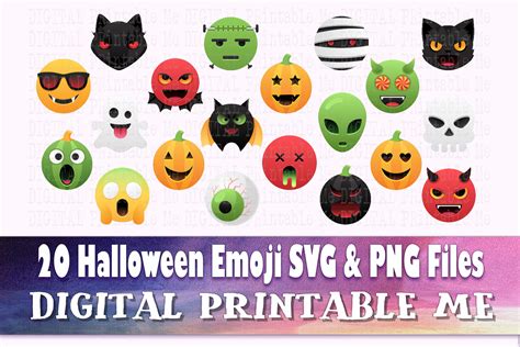 Halloween Emoji Clip Art Pack Svg Png 20 Images Digital Vector D