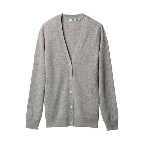 Uniqlo Cashmere V Neck Cardigan Long Sleeve In Gray Lyst