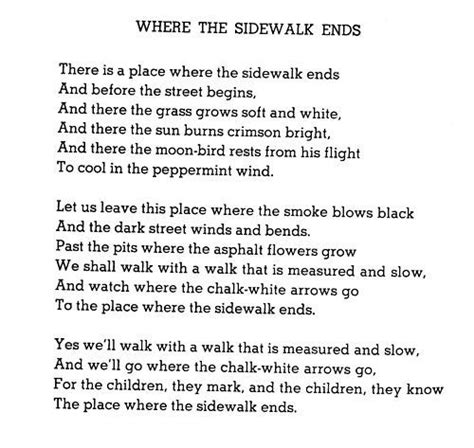 Where The Sidewalk Ends Quotes Shel Silverstein Poem Poetry
