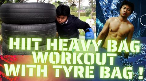 Hiit Heavy Bag Workout With Tyre Boxing Bag For Full Body Workout And