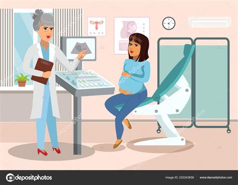 Ginecologista Do Hospital Cartoon Illustration — Vetor De Stock