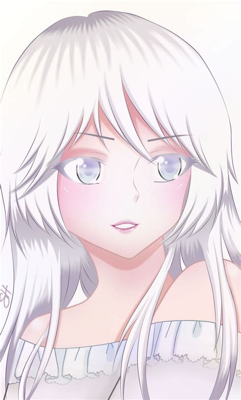 Tagged under hair, physical appearance and white (meta). Anime girl OC (white Hair grey Eyes) by Lerowa on DeviantArt