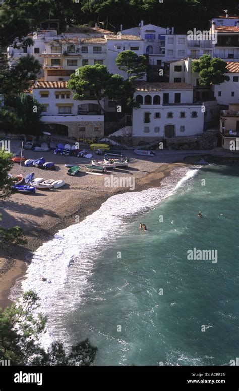 Aerial View Of The Beach At Sa Tuna Costa Brava Spain Stock Photo Alamy