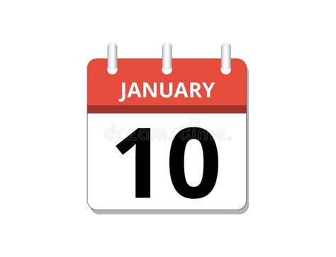 January 10th Calendar Icon Vector Concept Of Schedule Business And