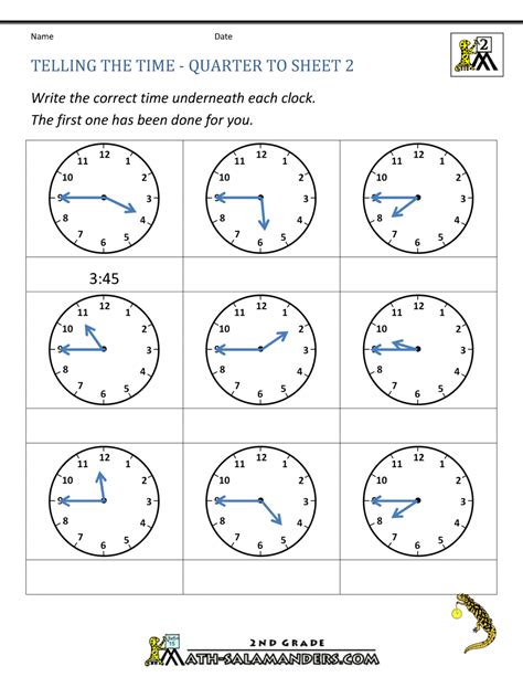3rd Grade Math Clock Worksheets