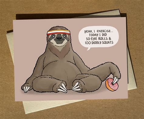Lazy Sloth Birthday Greeting Card Etsy Uk Birthday Greeting Cards