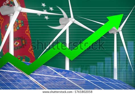 투르크메니스탄과 풍력 발전 차트 위쪽 화살표 스톡 일러스트 1761802058 Shutterstock