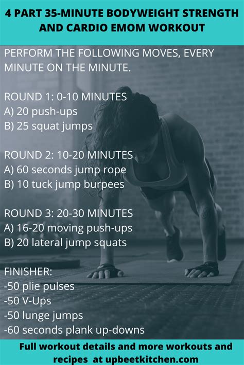 35 Minute Bodyweight Strength And Cardio Emom Workout Crossfit Workouts