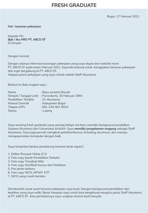 Contoh Menulis Surat Lamaran Kerja Yang Benar - Contoh Surat Resmi