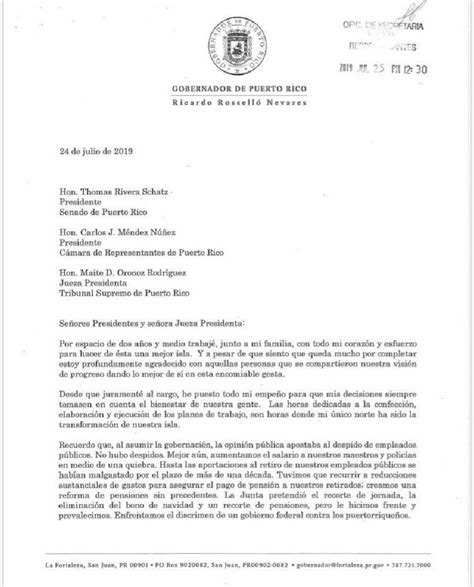 Carta De Renuncia Puerto Rico