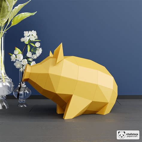 Make Your Own Sitting Pig Papercraft For Home Decor Diy With Instant