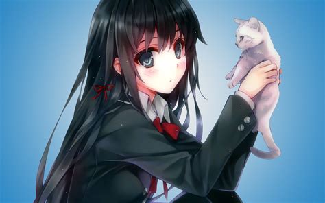 Girl Holding Cat 1920x1200 Animewallpaper