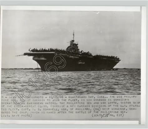 Uss Philippine Sea Navy Aircraft Carrier Ship Caribbean Sea 1946