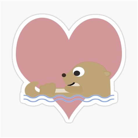 Cute Cartoon Otter Floating With A Heart In The Background Sticker