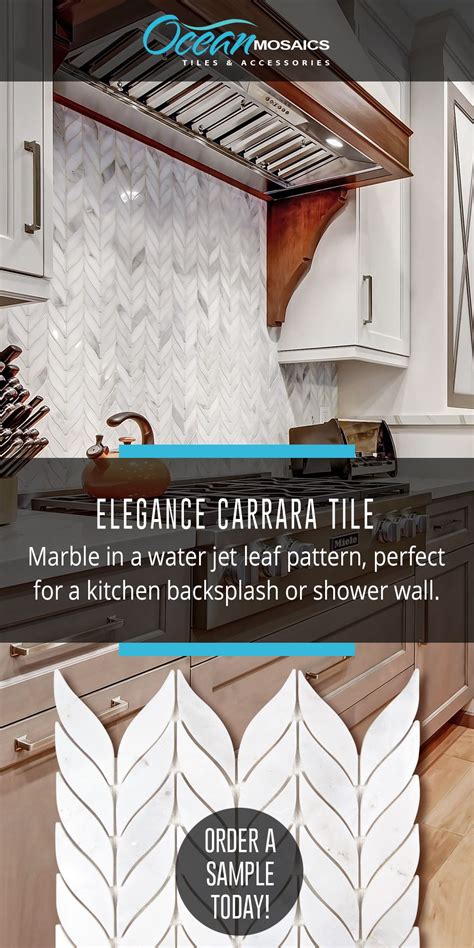 Elegance Carrara Waterjet Marble Leaf Mosaic Tile In 2021