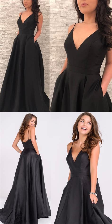 2018 Black Long Prom Dress Graduation Dress Elegant Straps Black Long