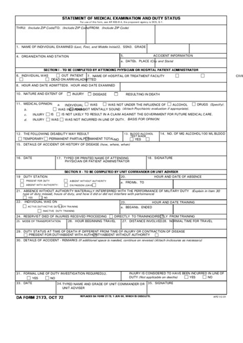 The Latest Fillable Version Of Da Form 2173 Instructions For Statement