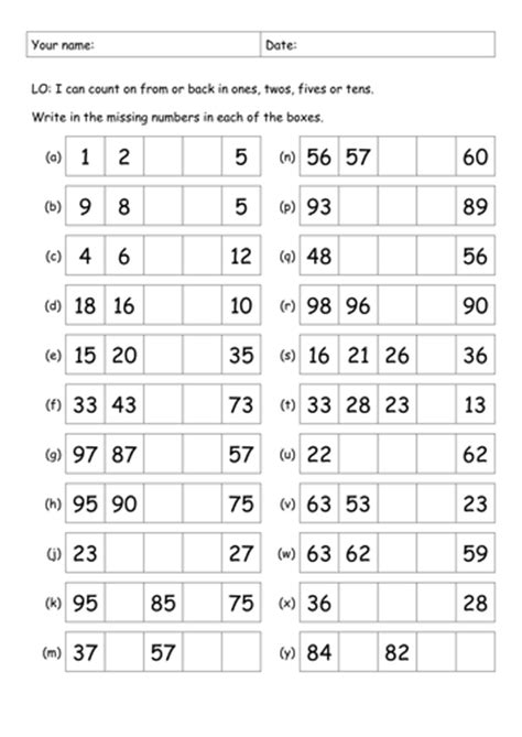 Number Sequences For Year 1 By Allentsui Teaching Resources Tes