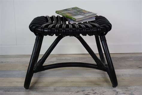 Black kitchen & dining room chairs : Black Rattan Set of Armchair with Ottoman and Side Table ...