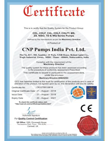 CNP Pump India Awards Certification