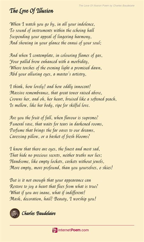 The Love Of Illusion Poem By Charles Baudelaire 31e