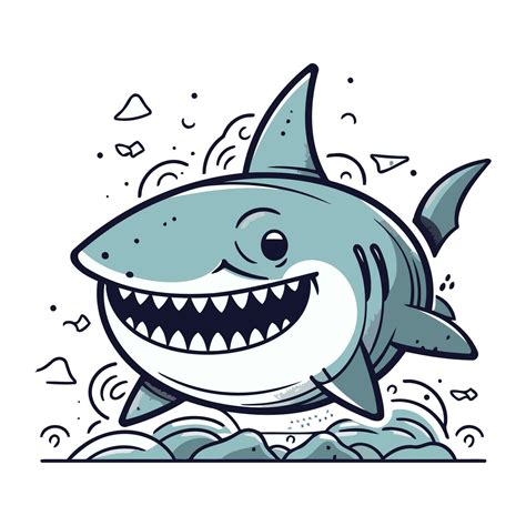Shark Vector Illustration Cute Cartoon Shark Vector Illustration