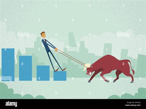 Businessman Inverstor Shares Market Trader Hold Bull Push Up Stock