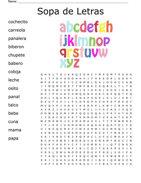 Sopa De Letras Babyshower Word Search Wordmint