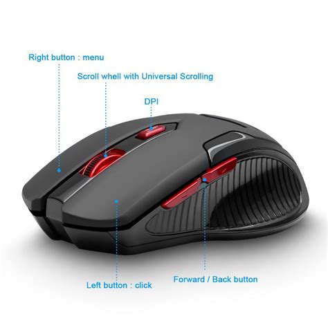 Rocketek Usb Wireless Gaming Mouse 1600 Dpi 6 Buttons