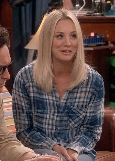 Wornontv Pennys Blue Plaid Shirt On The Big Bang Theory Kaley Cuoco