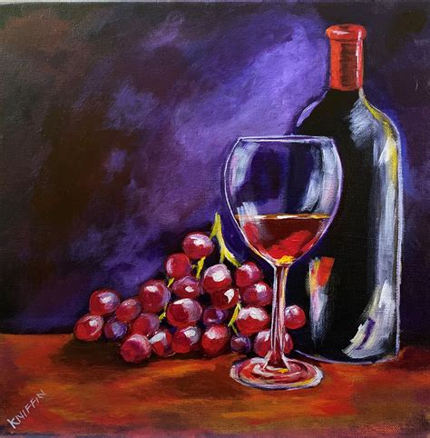 Wine Glass And Grapes By Missy Kniffin Painting Art Projects Acrylic
