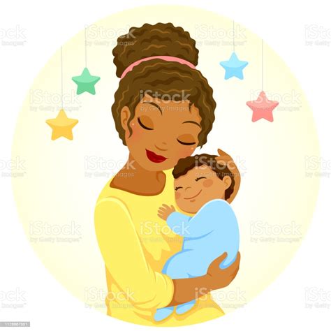 Dark Skinned Mother And Baby Stock Illustration Download