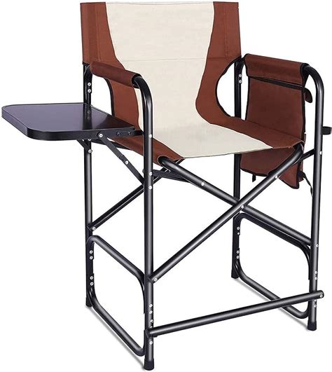Tall Folding Directors Chair Portable Camping Chair Lightweight Aluminum Makeup