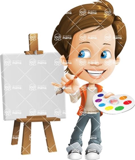 Playful Boy Cartoon Vector Character Aka Richie Painting Graphicmama