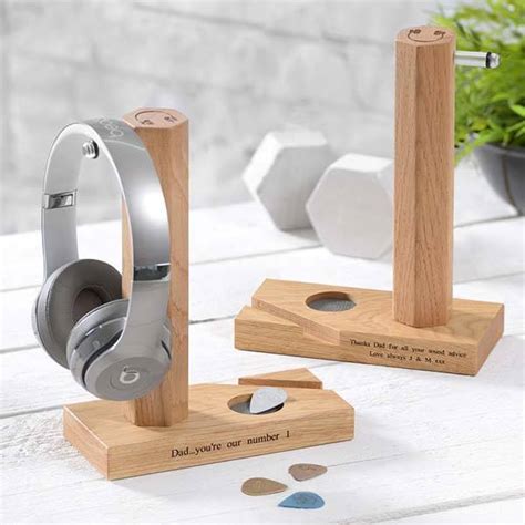 Handmade Personalized Wooden Headphone Stand With Phone Holder Gadgetsin